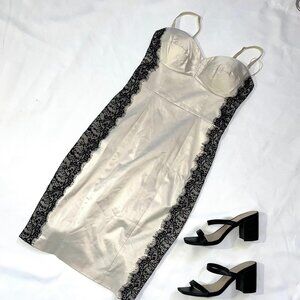 Guess White Satin and Black Lace Elegant Dress Size 6